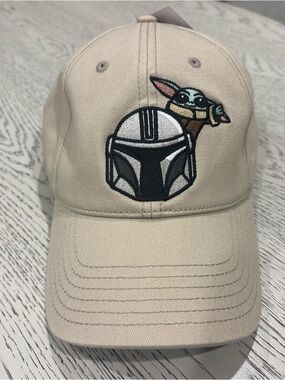 Beige Baseball Cap with The Mandalorian & Grogu Patch